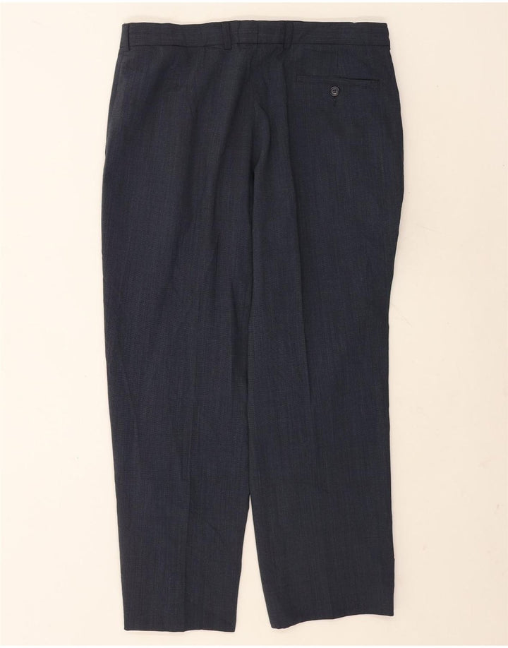 Marks & Spencer Mens Straight Suit Trousers W34 L29 Navy Blue Polyester