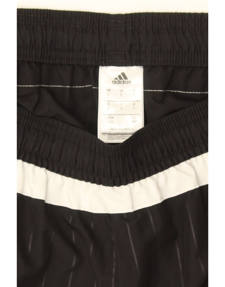 Adidas Mens Sport Shorts Large  Black Striped Polyester