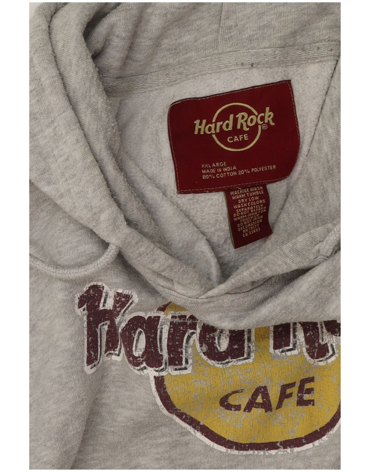 Hard Rock Cafe Mens Barcelona Graphic Hoodie Jumper 2XL Grey Flecked Cotton