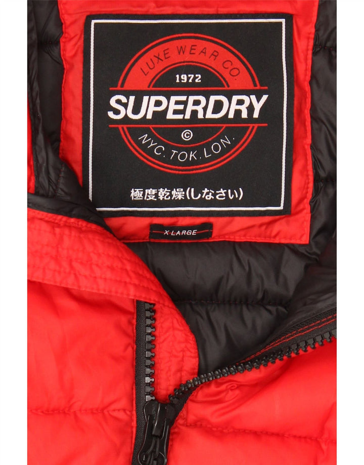 SUPERDRY Womens Padded Gilet UK 18 XL Red Polyester