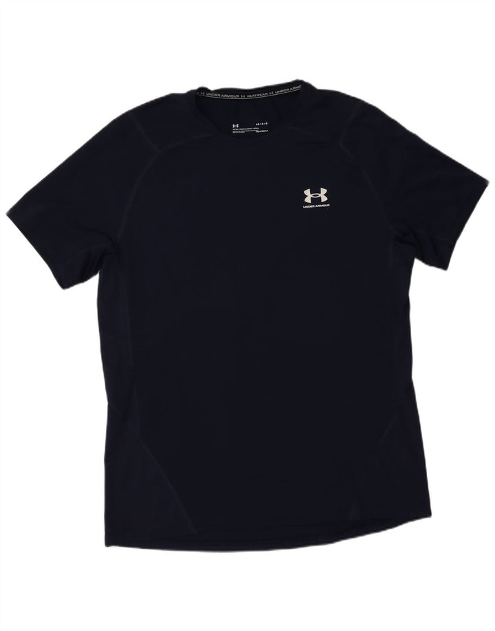 Under Armour Mens Heat Gear T-Shirt Top Large Navy Blue Polyester