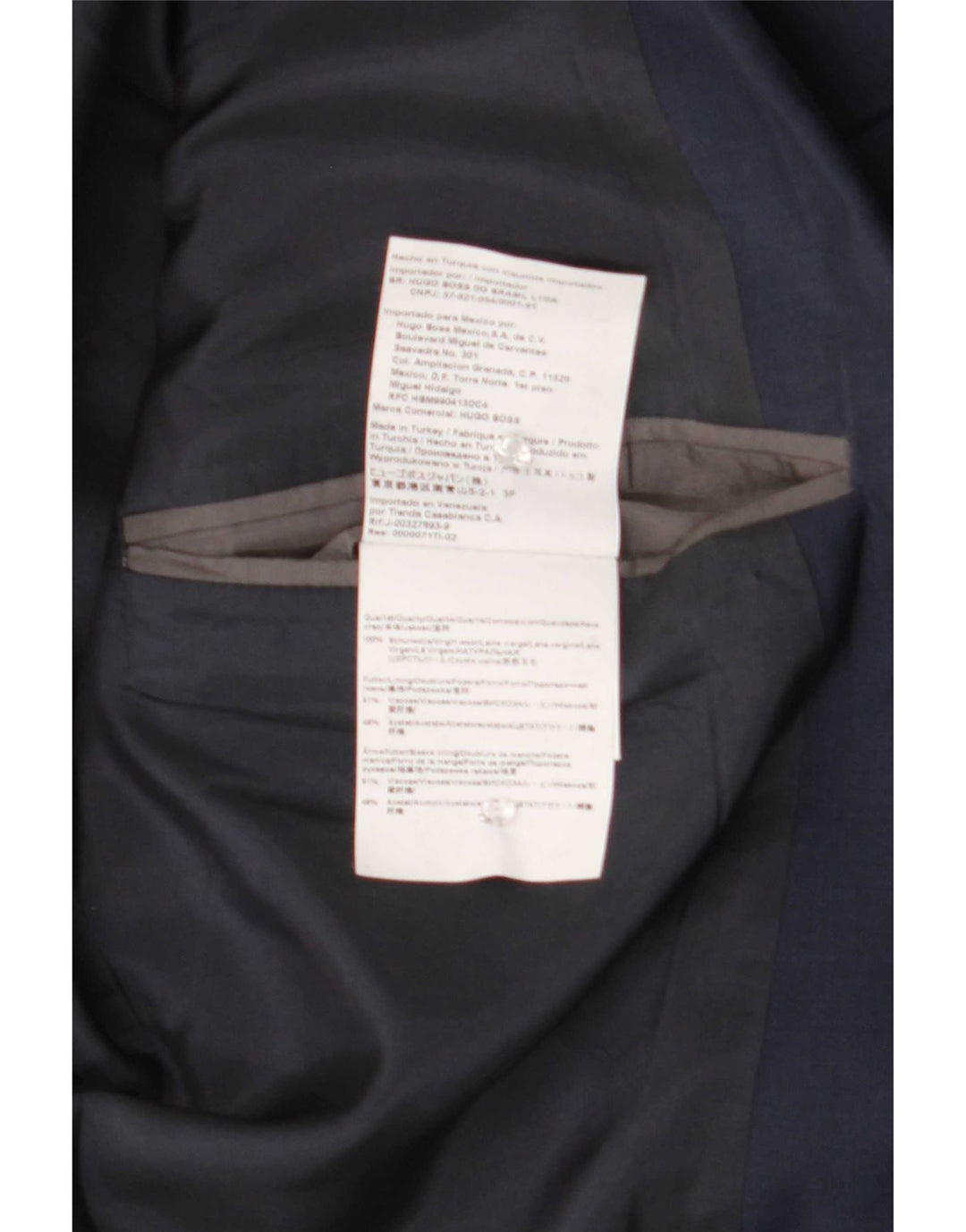 Hugo Boss Mens 2 Button Blazer Jacket EU 46 Small Navy Blue Virgin Wool