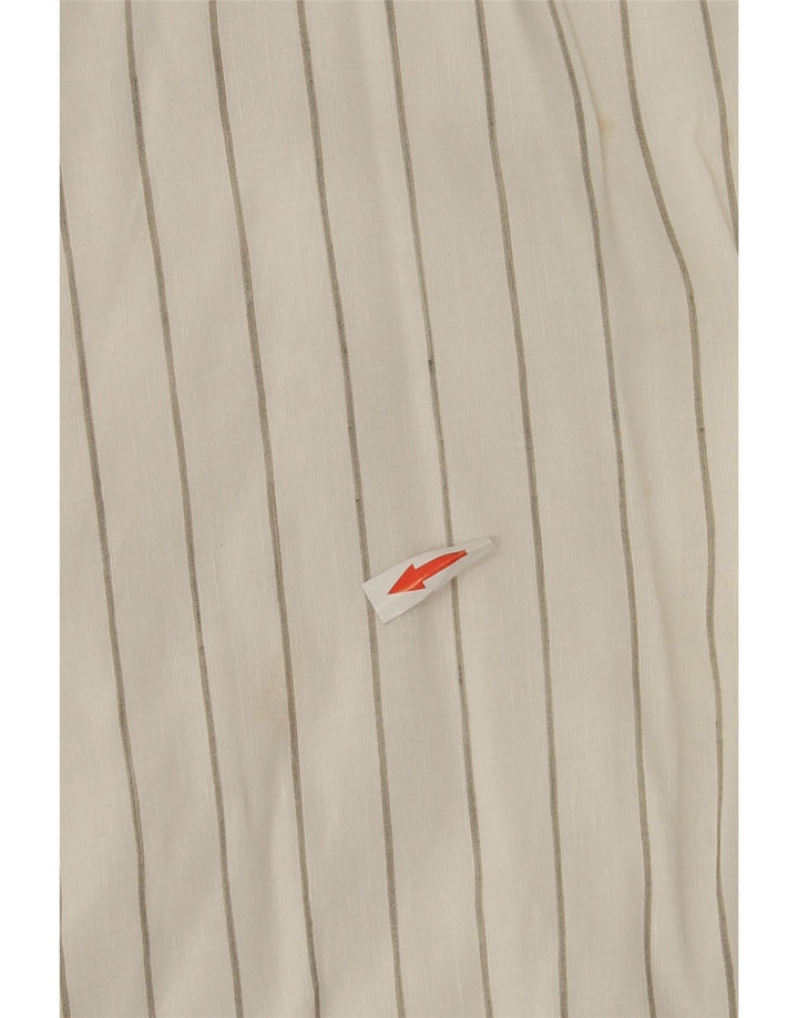 Vintage Mens Short Sleeve Pullover Shirt Small White Striped