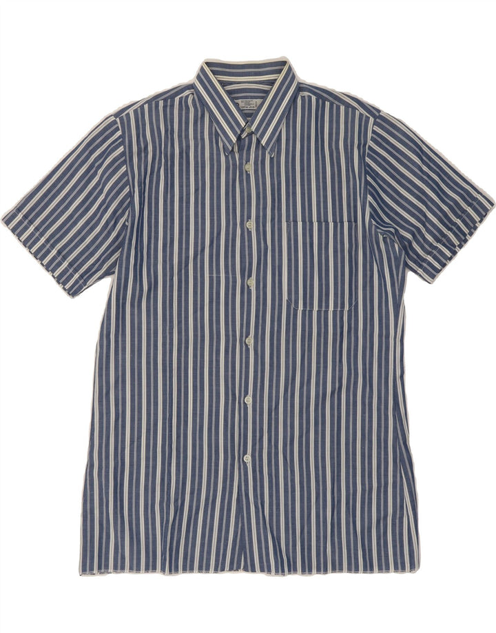 C&A Mens Short Sleeve Shirt Small Navy Blue Pinstripe Polyester Vintage C&A and Second-Hand C&A from Messina Hembry 