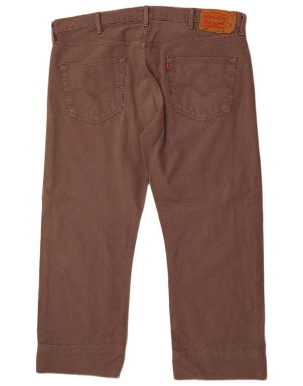 Levi's Mens 501 Straight Cropped Trousers W42 L27 Brown Cotton