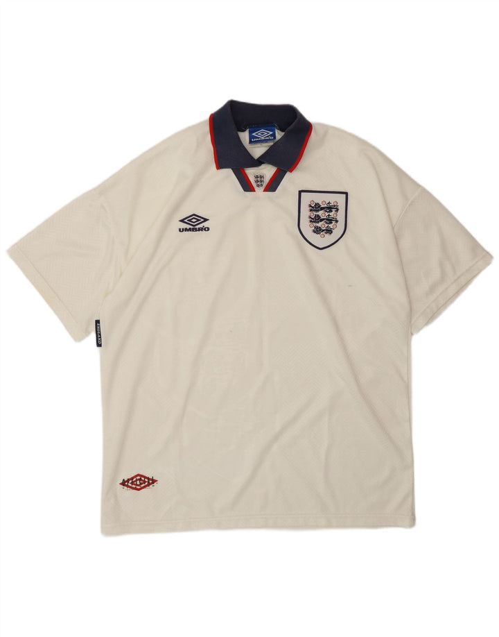 UMBRO Mens England 1993-1994 Home Graphic Polo Shirt XL White Polyester