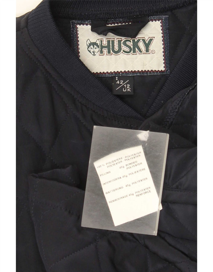 Husky Womens Quilted Jacket UK 12 Medium Navy Blue Polyester