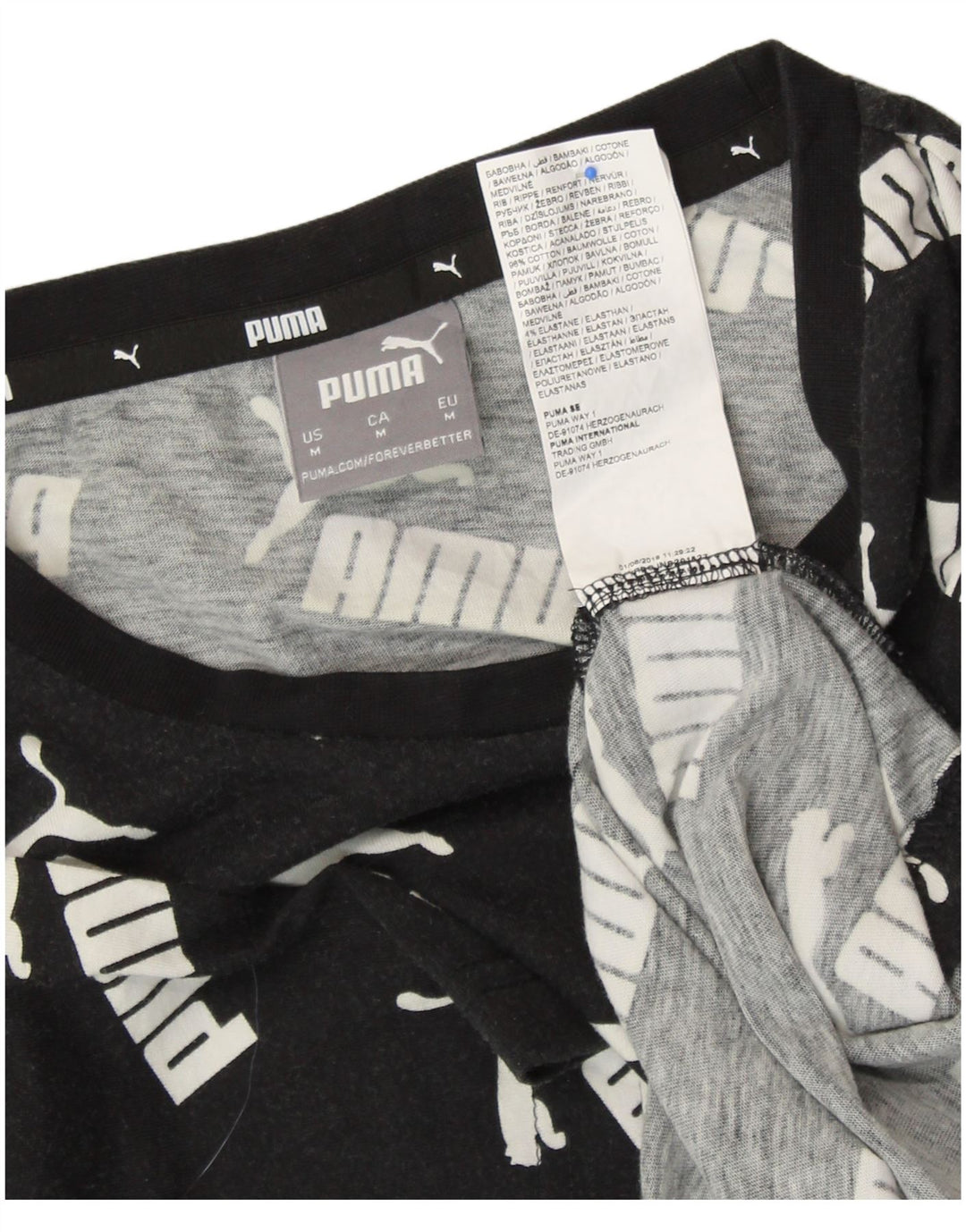 PUMA Mens Graphic T-Shirt Top Medium Black Cotton