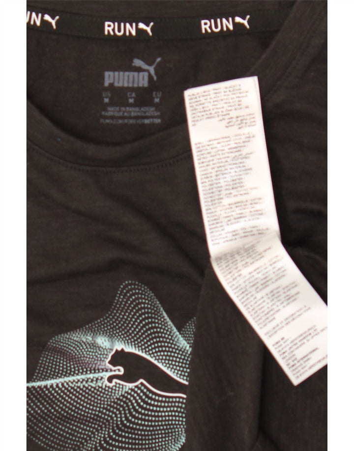 PUMA Womens Graphic T-Shirt Top UK 12 Medium Black Polyester Vintage Puma and Second-Hand Puma from Messina Hembry 