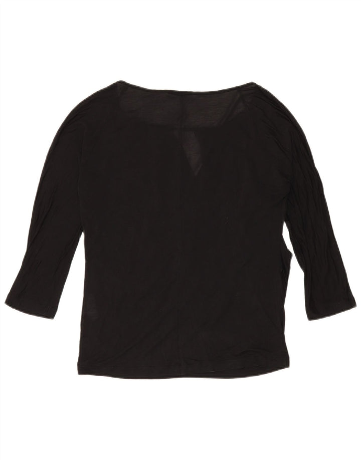 Max & Co. Womens Top 3/4 Sleeve UK 14 Medium Black Silk