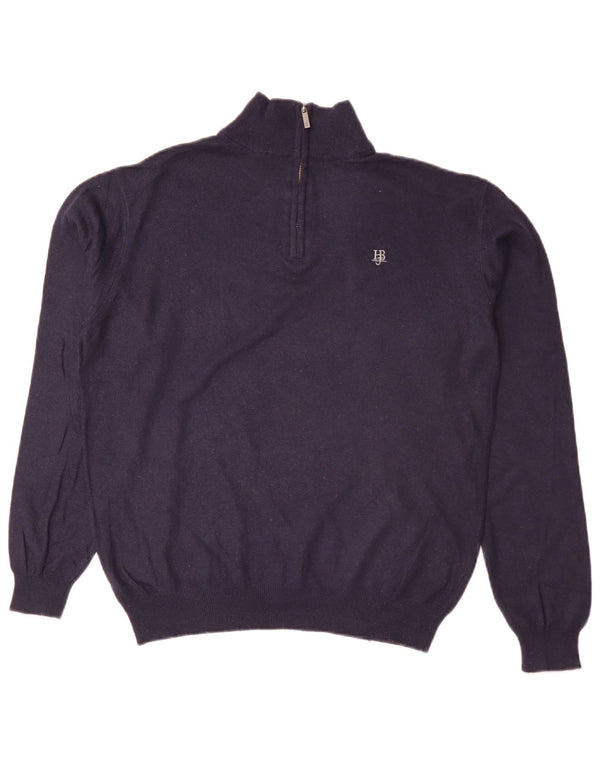 Harmont & Blaine Mens Zip Neck Jumper Sweater Large Navy Blue