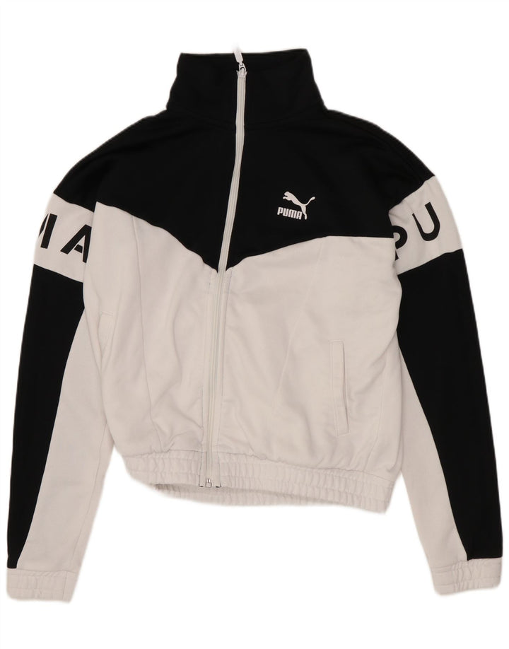 Puma Womens Oversized Crop Tracksuit Top Jacket UK 6 XS Black Colourblock