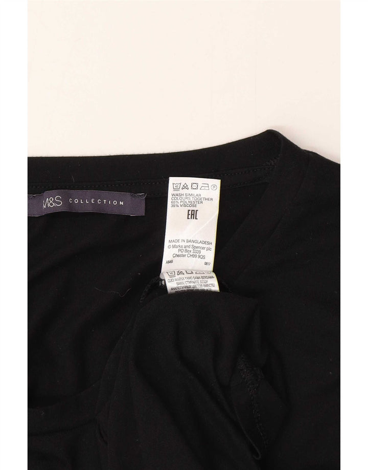 Marks & Spencer Womens Top Long Sleeve UK 10 Small Black Polyester
