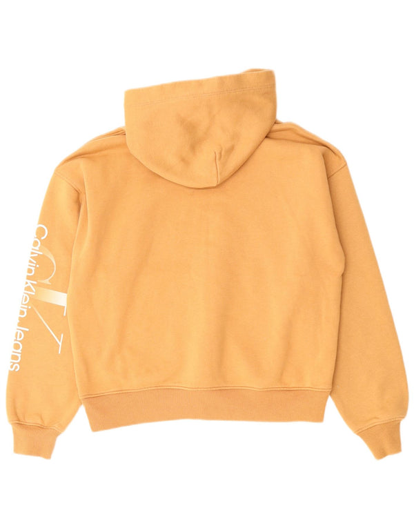 CALVIN KLEIN JEANS Womens Oversized Hoodie Jumper UK 10 Small Beige