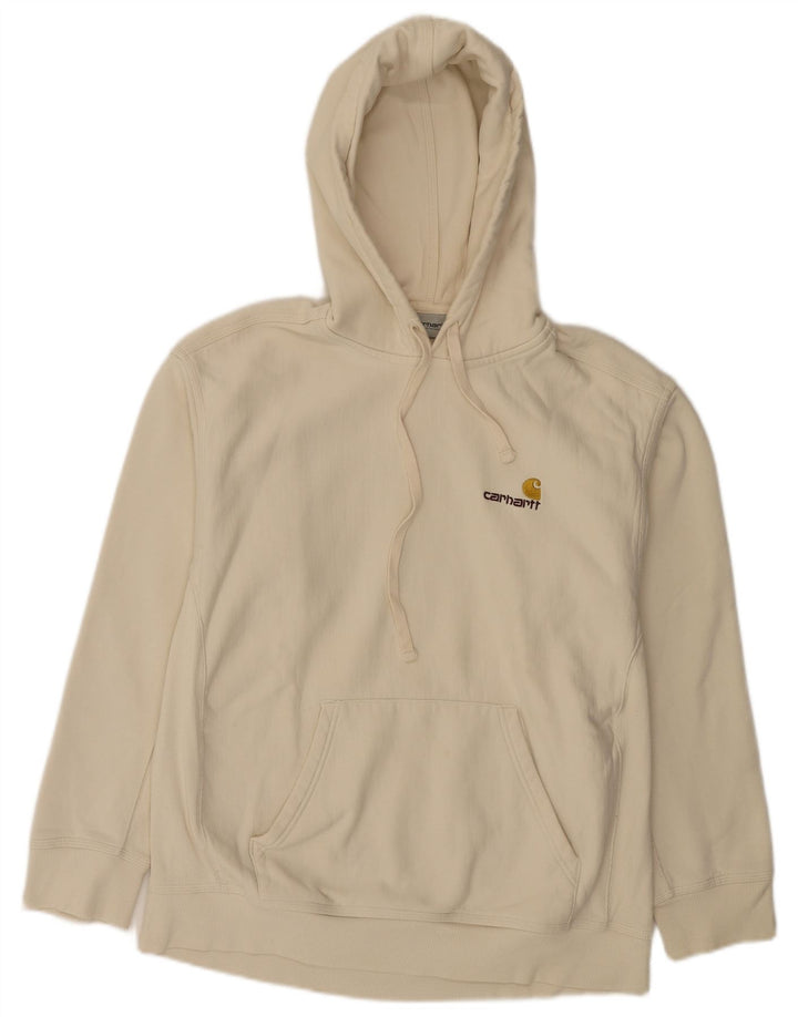 Carhartt Mens Hoodie Jumper Large White Cotton