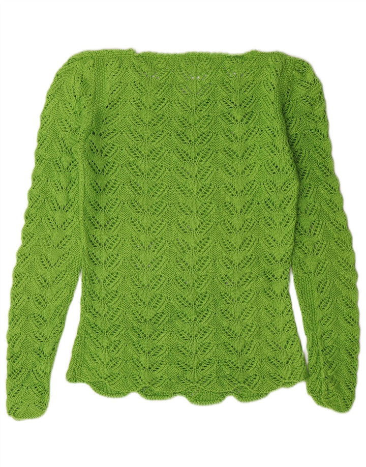 VINTAGE Womens Boat Neck Jumper Sweater UK 8 Small Green