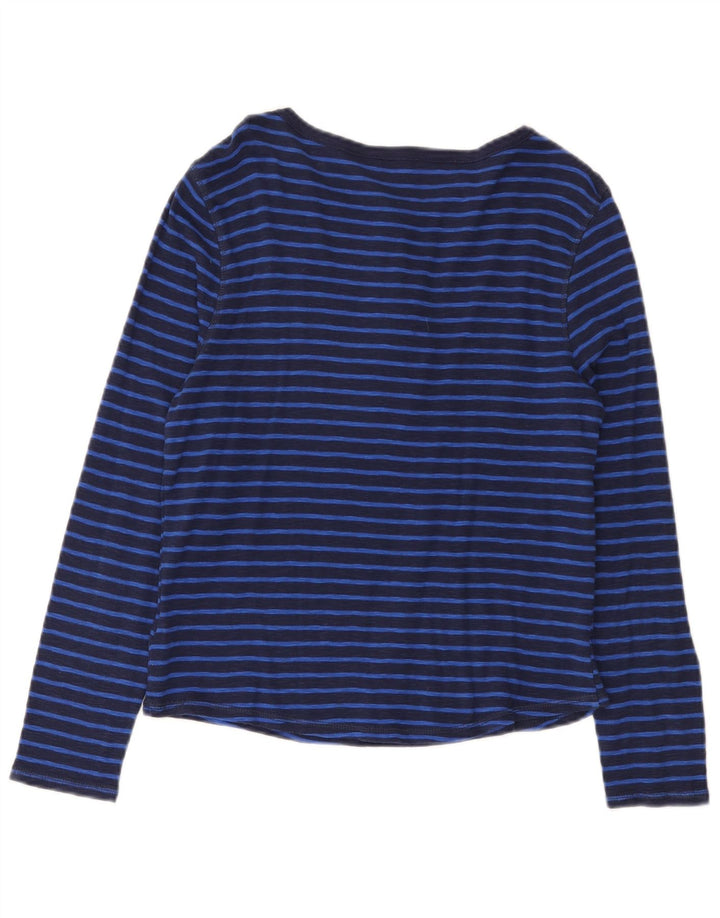 Marks & Spencer Womens Top Long Sleeve UK 14 Medium Navy Blue Striped