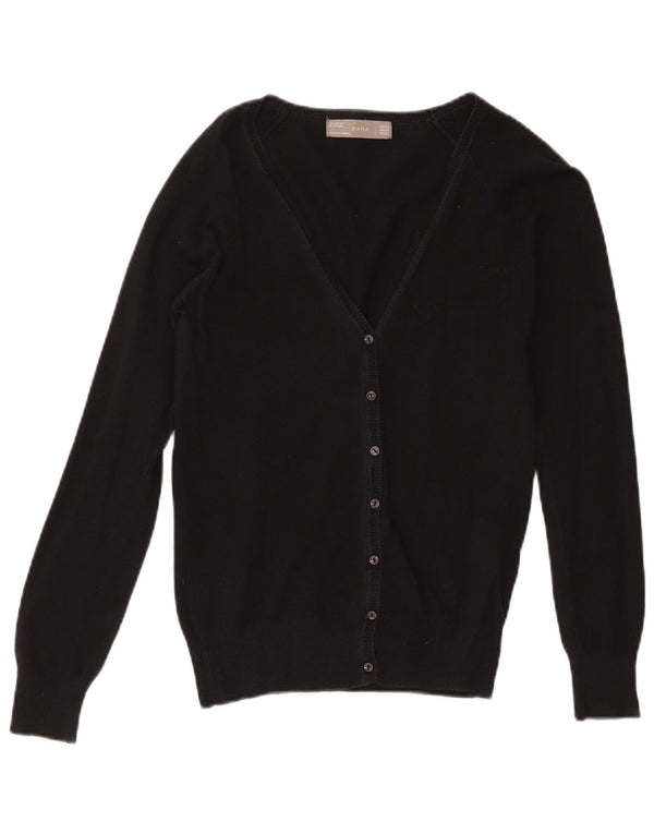 Zara Womens Cardigan Sweater UK 6 XS Black Cotton