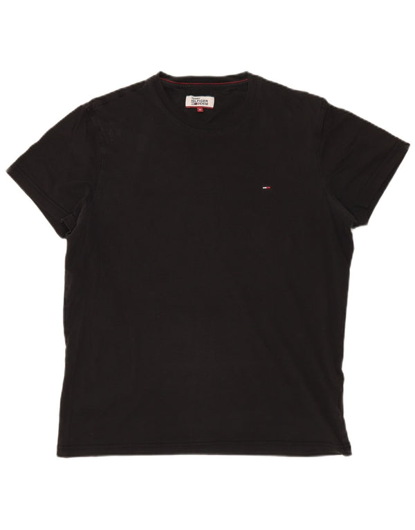TOMMY HILFIGER Mens T-Shirt Top Medium Black Cotton