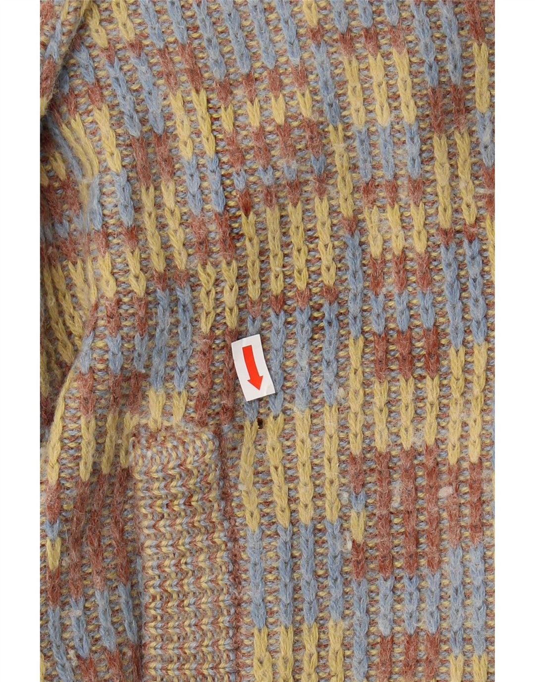 VINTAGE Mens Cardigan Sweater XS Multicoloured Geometric Wool