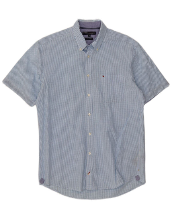 Tommy Hilfiger Mens New York Fit Short Sleeve Shirt Medium Blue Gingham