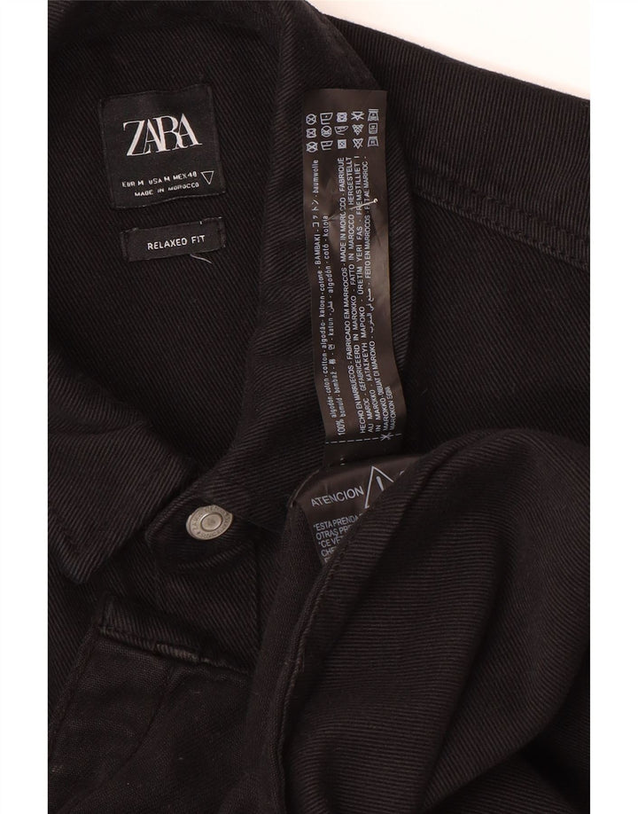 Zara Mens Relaxed Fit Denim Shirt Medium Black Cotton