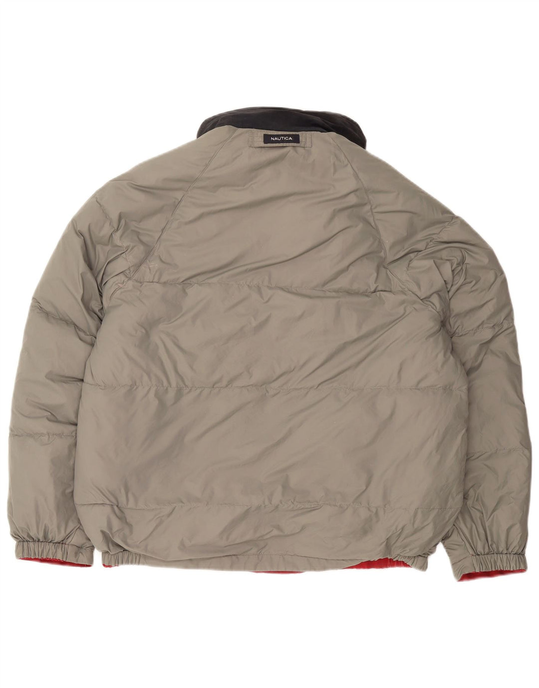 NAUTICA Mens Hooded Padded Reversible Jacket UK 40 Large Red Colourblock