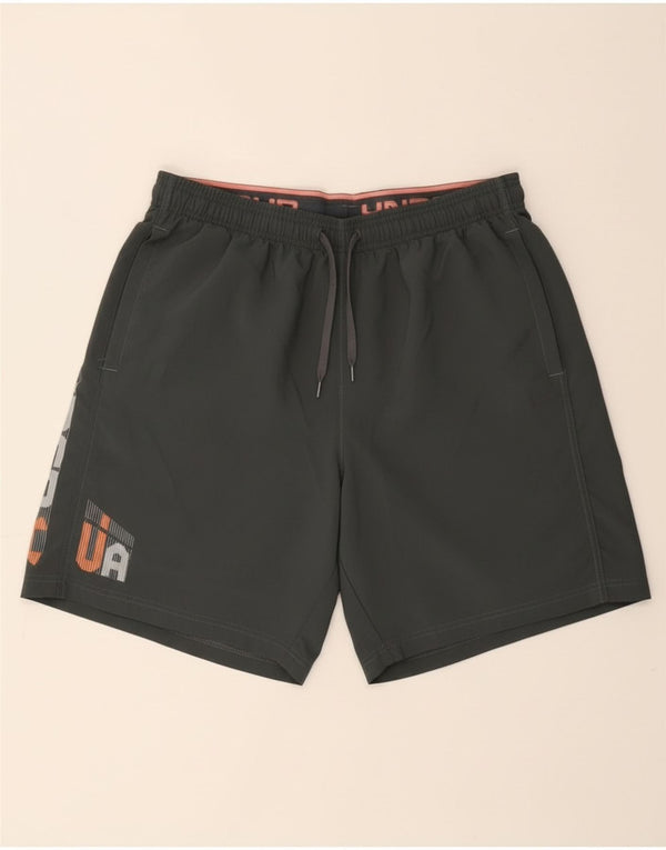 Under Armour Mens Heat Gear Graphic Sport Shorts Large  Grey Polyester
