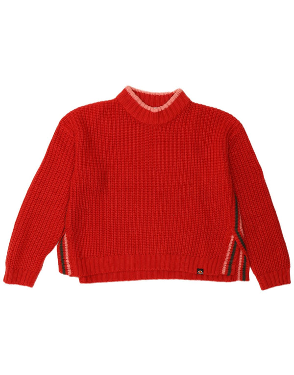 Ellesse Womens Crop Oversized Turtle Neck Jumper Sweater UK 10 Small Red
