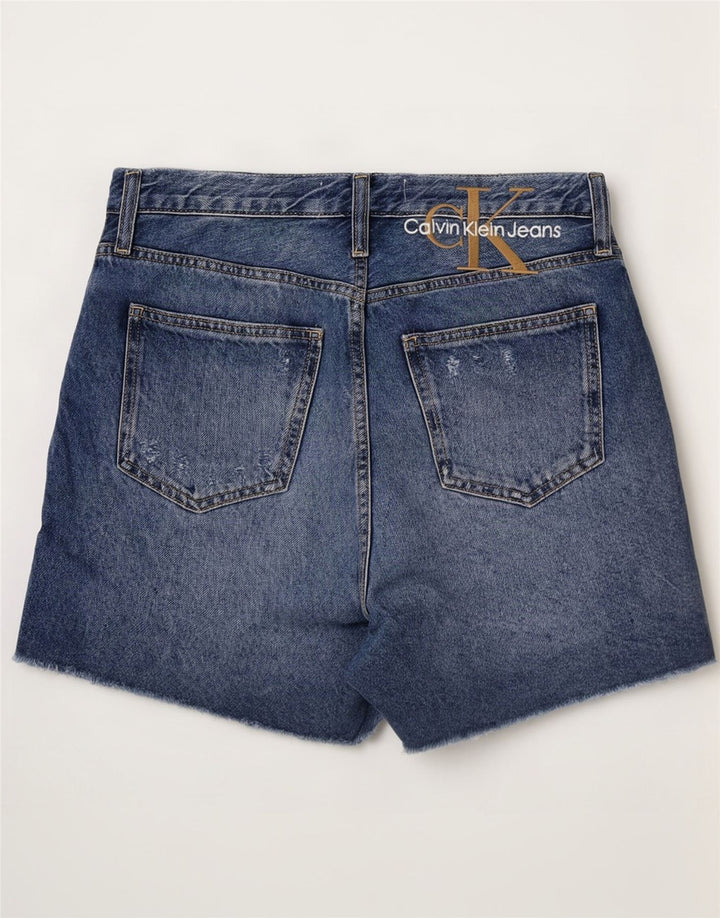 Calvin Klein Womens Distressed Denim Shorts W29 Medium Blue Cotton