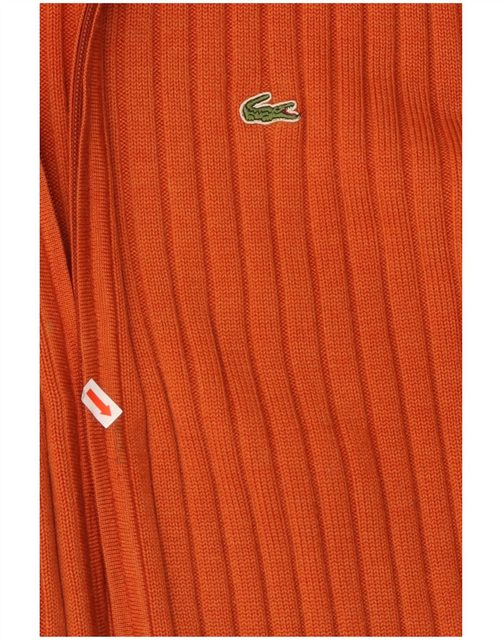 LACOSTE Mens Cardigan Sweater Size 7 2XL Orange Wool