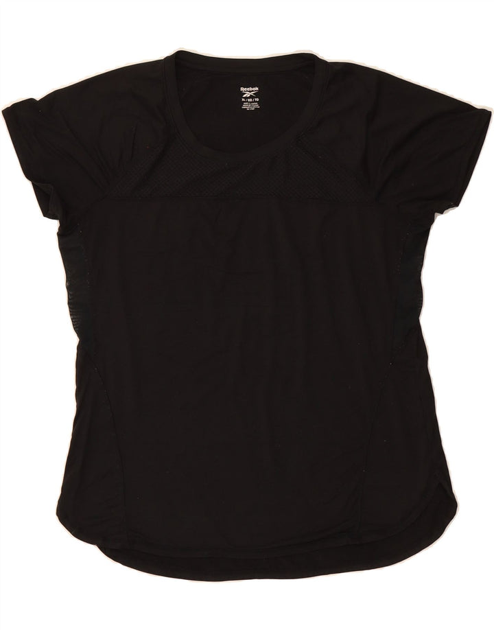 REEBOK Womens T-Shirt Top UK 18 XL Black Polyester Vintage Reebok and Second-Hand Reebok from Messina Hembry 