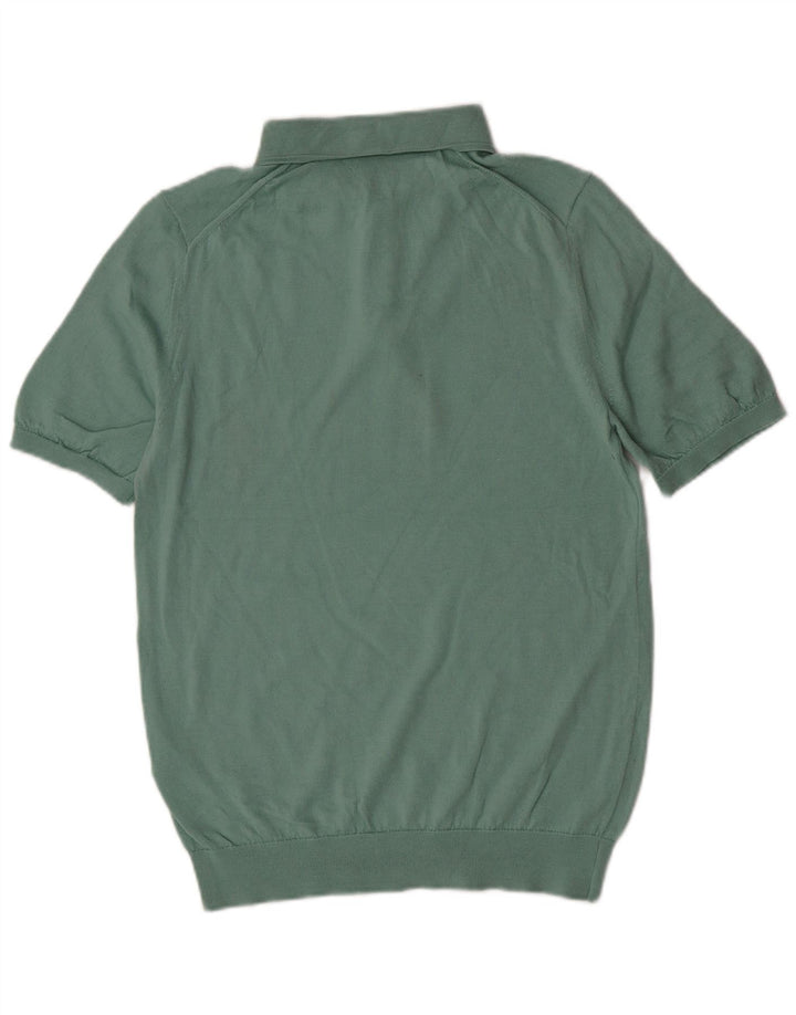 Reiss Mens Polo Shirt Medium Green Wool