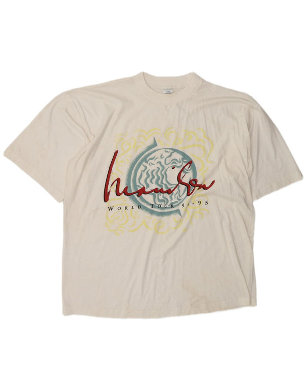 Vintage Mens World Tour 94-95 Graphic T-Shirt Top XL White Cotton