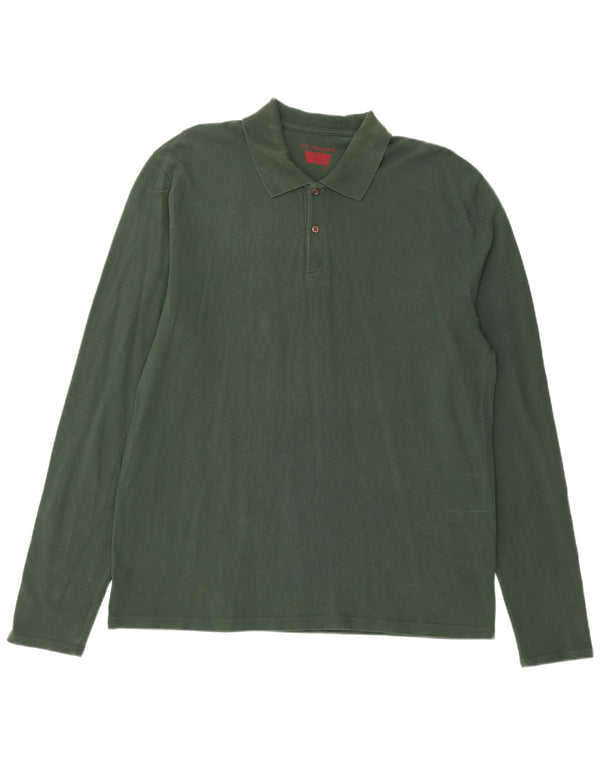 LEVI'S Mens Long Sleeve Polo Shirt Large Green Cotton