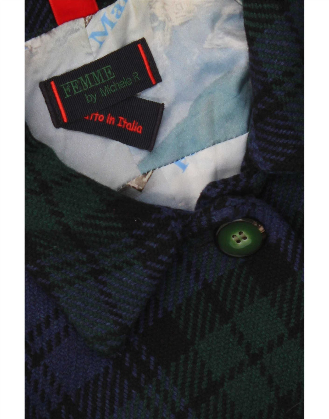 Vintage Womens Overcoat UK 18 XL Navy Blue Check
