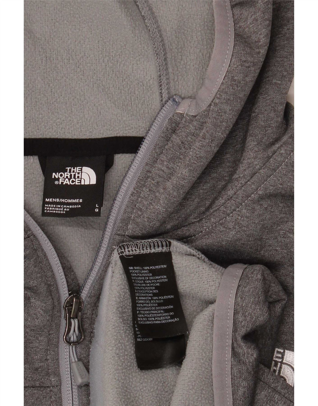 The North Face Mens Zip Hoodie Sweater Large Grey Polyester