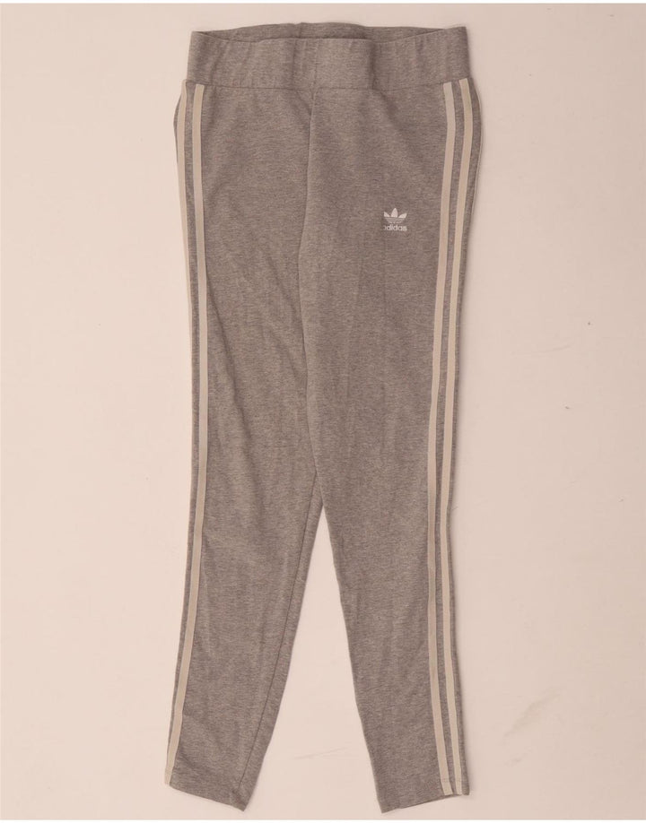 Adidas Womens Leggings UK 12 Medium Grey Flecked Cotton