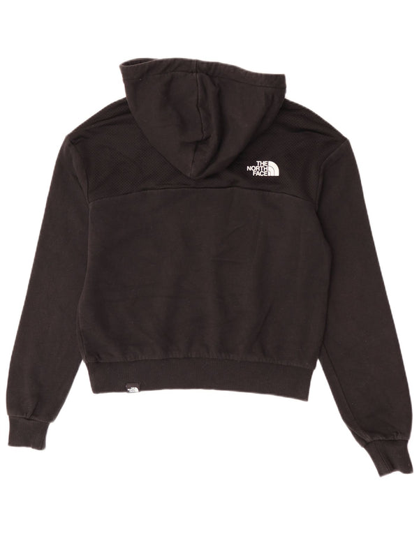 The North Face Womens Crop Hoodie Jumper UK 12 Medium Black Cotton