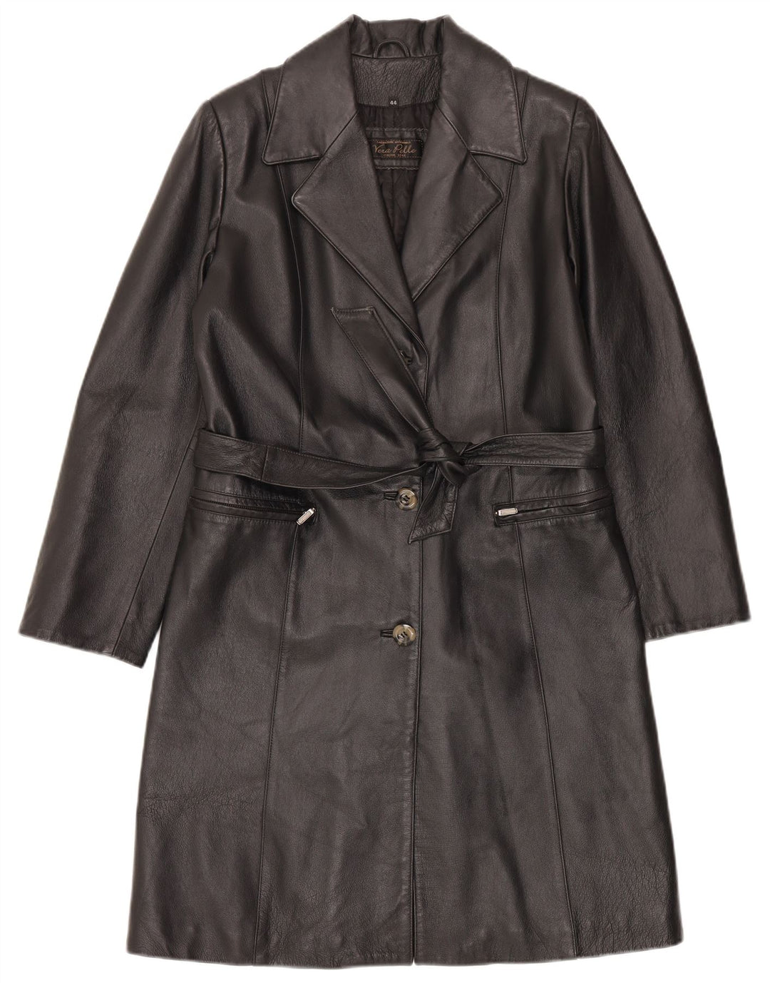 LAVORAZIONE ARTIGIANALE Womens Leather Coat IT 44 Medium Black Leather