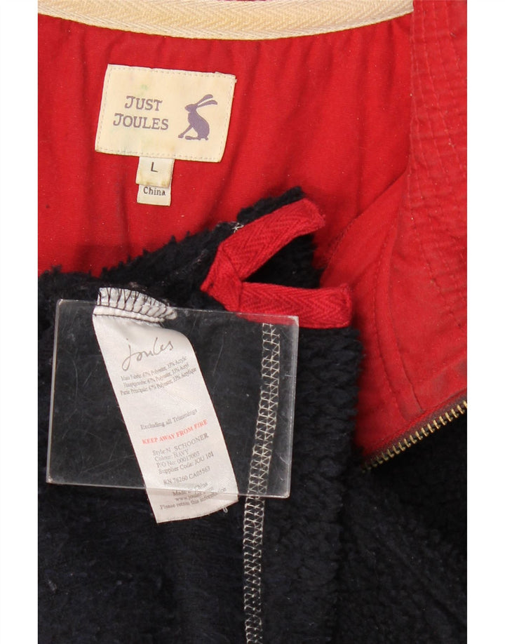 JOULES Mens Zip Neck Fleece Jumper Large Black Polyester