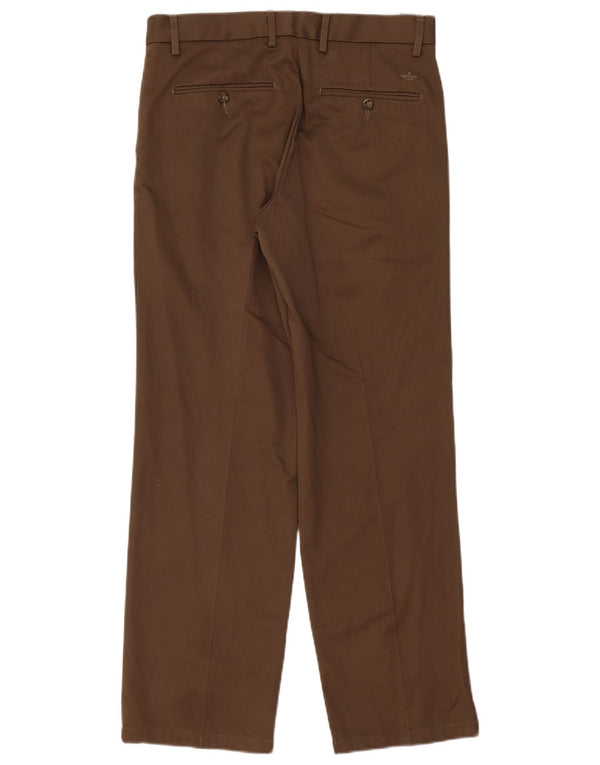 Dockers Mens Straight Chino Trousers W32 L30 Brown Cotton