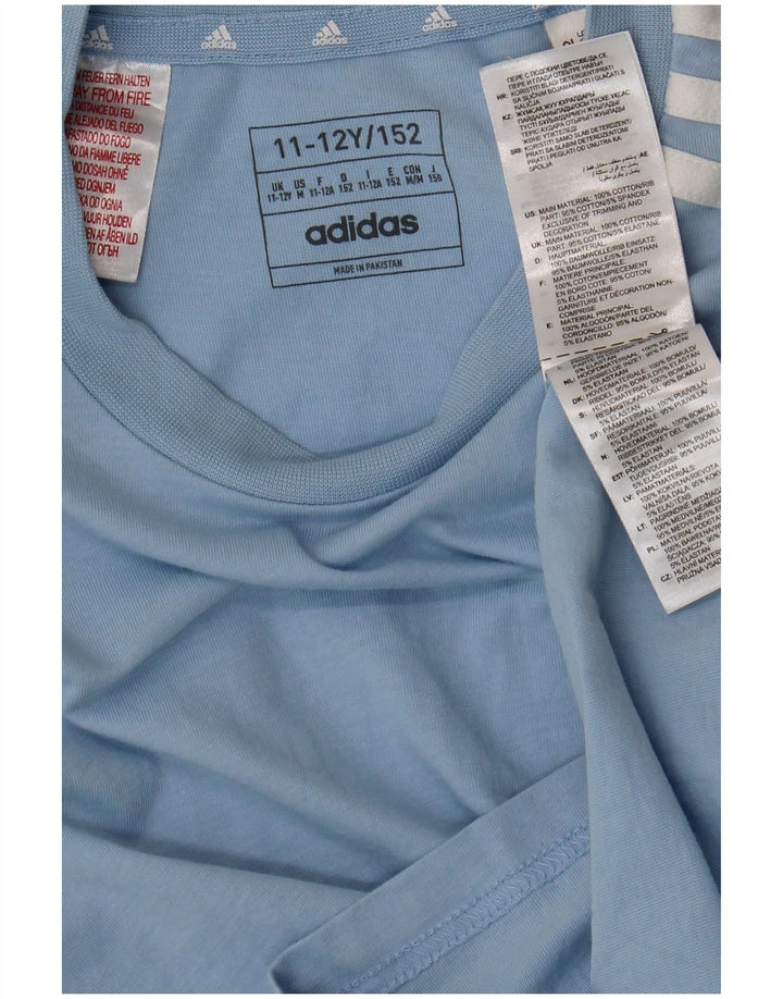 ADIDAS Boys T-Shirt Top 11-12 Years Blue Cotton