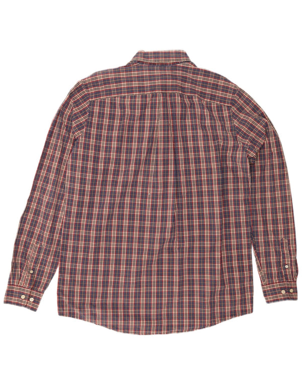 EDDIE BAUER Mens Shirt Large Navy Blue Check Cotton