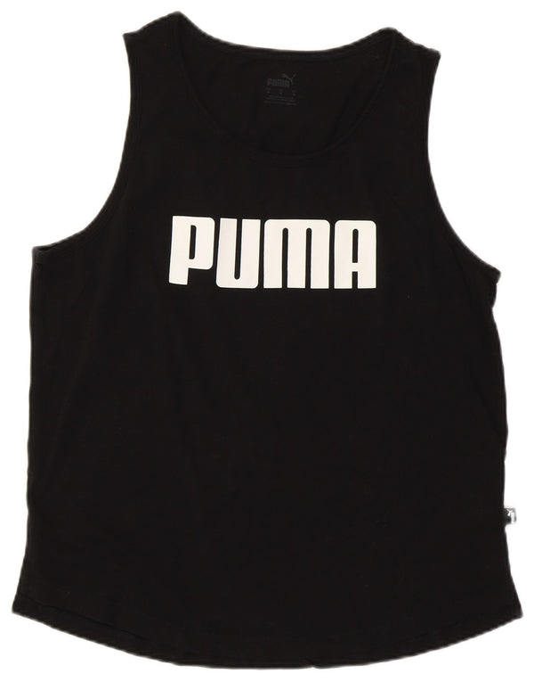 Adidas Womens Graphic Vest Top UK 14 Medium Black Cotton