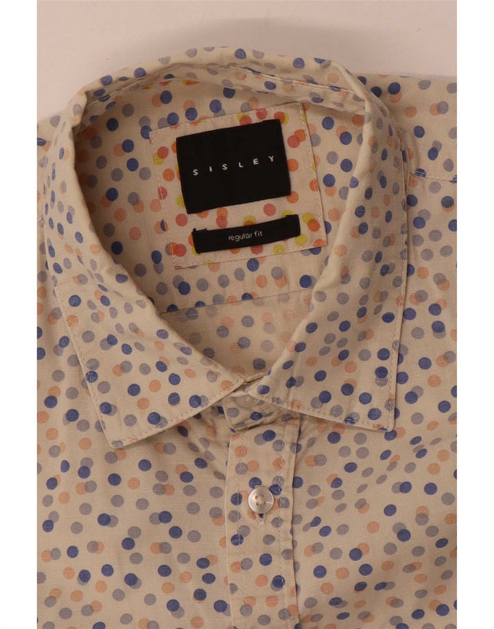 Sisley Mens Regular Fit Shirt Medium Beige Spotted