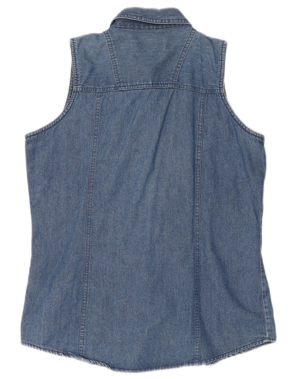 Brandon & C Womens Sleeveless Denim Shirt UK 14 Medium Blue