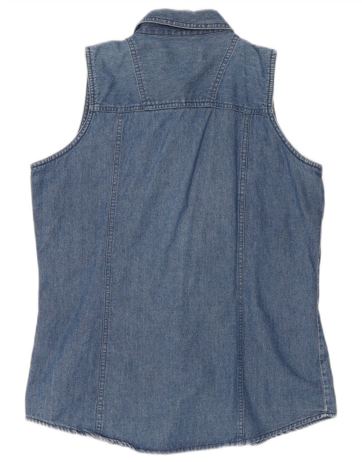 Brandon & C Womens Sleeveless Denim Shirt UK 14 Medium Blue