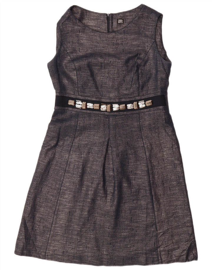 CINZIA ROCCA Womens 1 Button 2 Piece Set UK 10 Small  Navy Blue Cotton