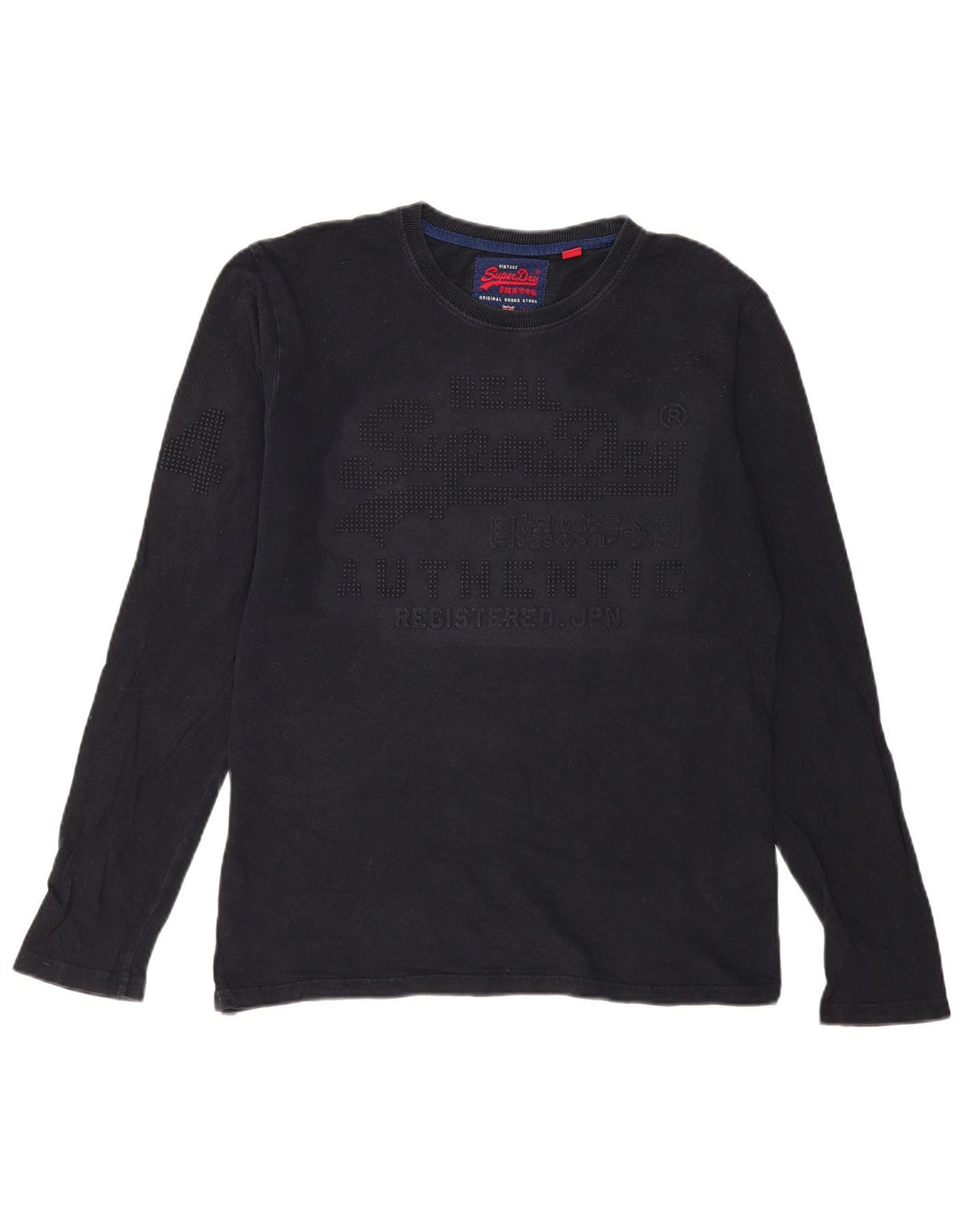 Superdry Mens Graphic Top Long Sleeve Large Black Cotton